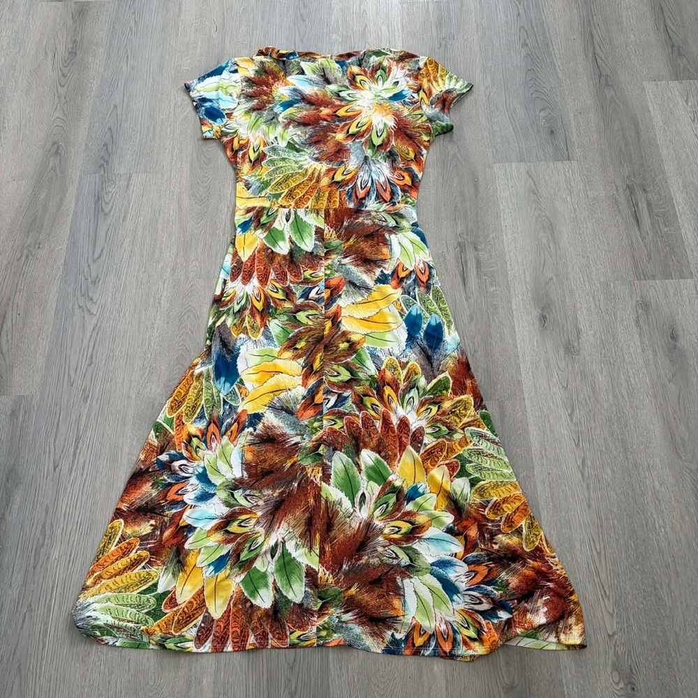 Guillaume Colorful Faux Wrap Tropical Maxi Dress Floral Slinky Boho Cruise Chic - Picture 4 of 4